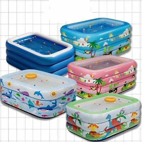 Kolam Renang Anak Jumbo 200Cm Kolam Anak 2 Ring Kolam Pompa Kolam Portable Kolam Permainan Air Kolam