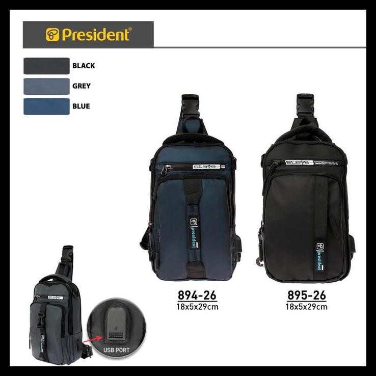 BEST DEAL SLING BAG TAS SLEMPANG ORIGINAL PRESIDENT BODY CHEST BAG PRIA MAN 
