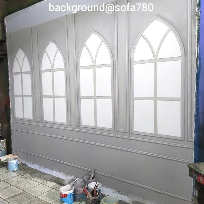 TERMURAH - background studio foto jendela abu2 UK 3x5m