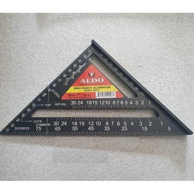 

Siku Sudut Aluminium / Penggaris Segitiga 7" Aldo New Stok