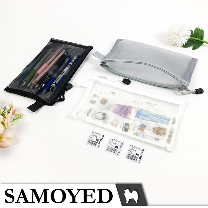 

EMS Tempat / Kotak Pensil / Alat Tulis / Kosmetik / Dompet Jaring Transparan / Stationery / Pencil / Pen / Cosmetic Case / Box / Pouch PVC Mesh Samoyed PCCS-M14