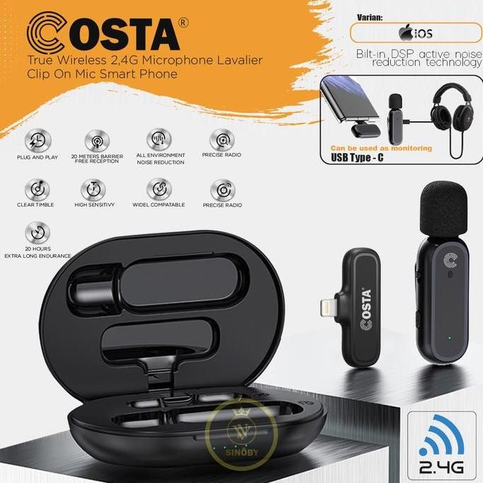 COSTA Wireless Lavalier Microphone Clip On Mic Monitoring True Wireless Mic HP