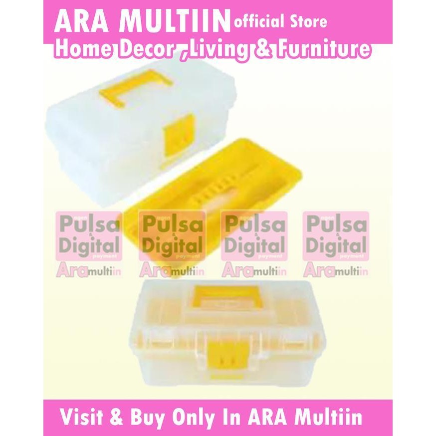 Krisbow Toolbox Kotak Perkakas Transparan Kuning Dengan Tray