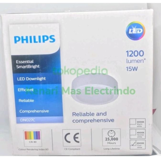 Lampu Downlight Philips LED DN027C 15W Outbow Bulat Cahaya Putih