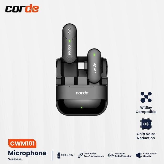 CORDE CWM101 Clip On Wireless Mic Lavalier 1 Mic Untuk Live Streaming HP Kamera