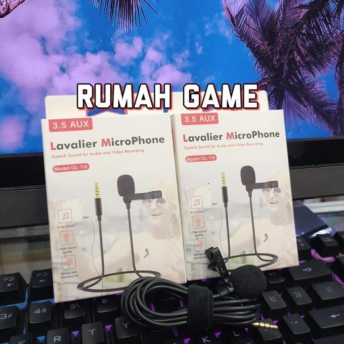GL119 Mic Clip On Lavalier Kabel 1.5 Meter Microphone HP Laptop 3.5mm