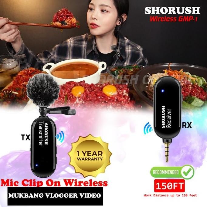 Shorush GMP-1 Microphone Clip On Wireless VLOG ASMR Camera HP