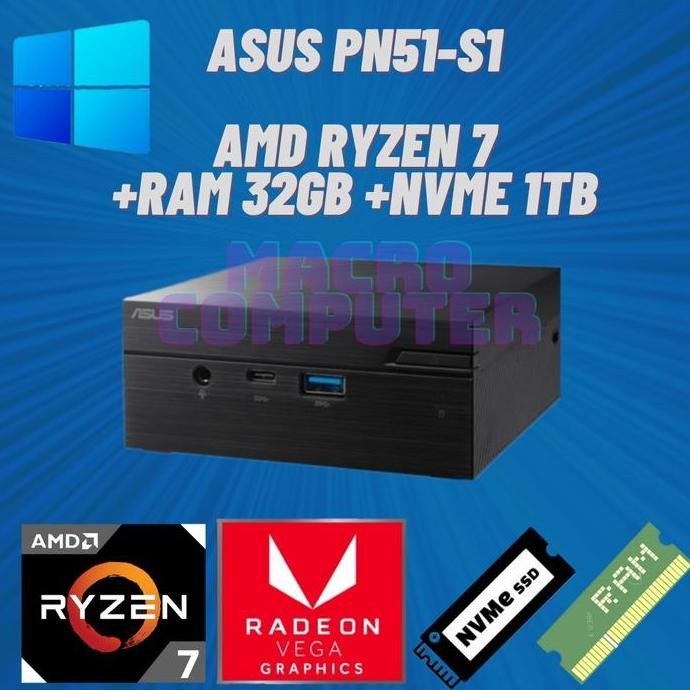 MINI PC ASUS RYZEN 7 5700U FULLSET +RAM +SSD +WIN 11 | ASUS PN51-S1
