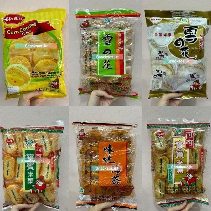 

BIN BIN RICE CRACKERS ORIGINAL / SPICY SNOW / SPICY SEAWEED / SNOW / SEAWEED / CORN CHEESE - BINBIN