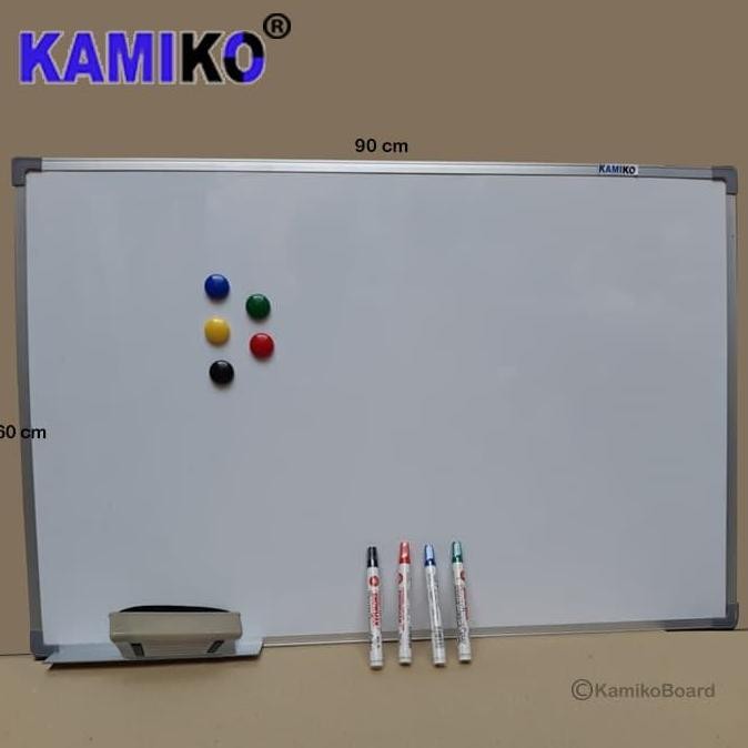 

Whiteboard Kamiko 60 X 90 Spidol H,B,Hj, M, Hapus Magnet, Magnet New Stok