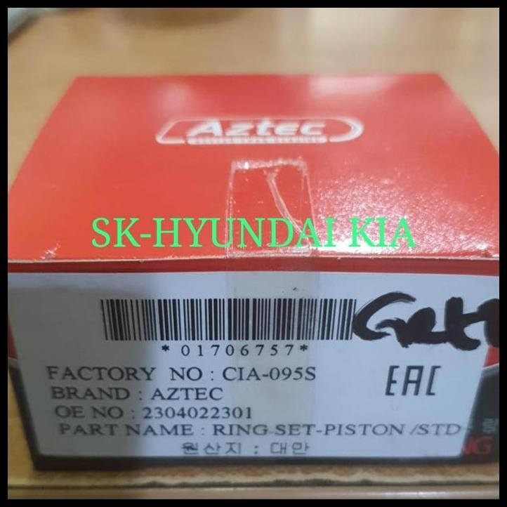 GRATIS ONGKIR RING SEHER PISTON STANDARD HYUNDAI GETZ 
