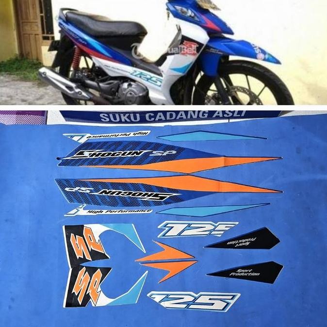 striping stiker lish ful body shogun 125 sp fl robot biru putih