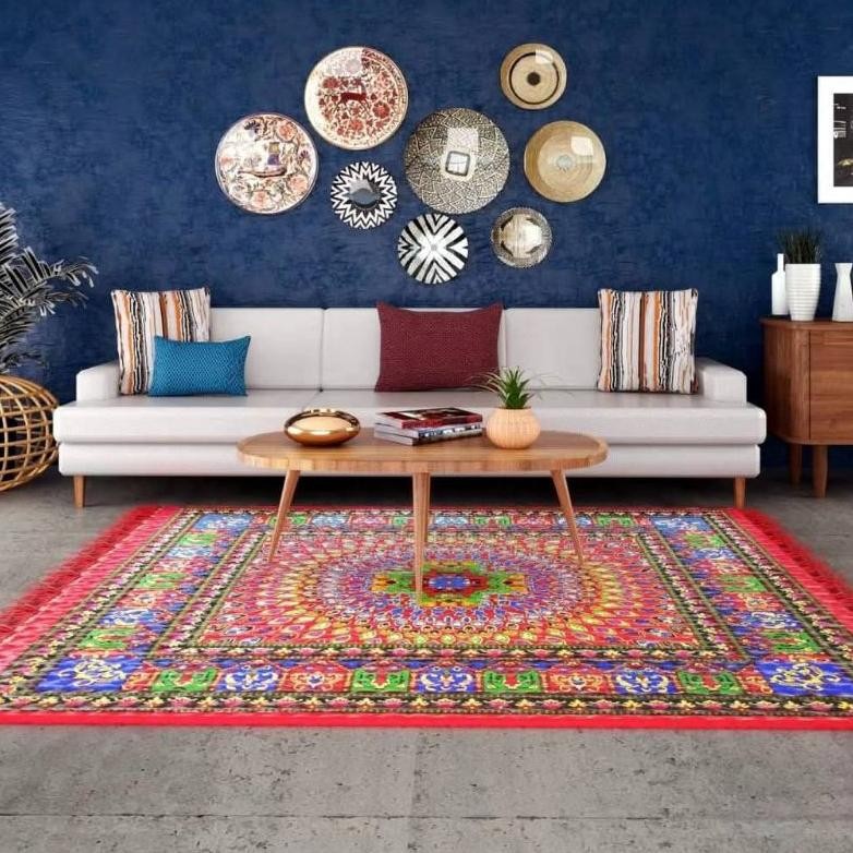 Karpet Lantai Turki Jumbo 240cm X 205cm / Tikar lipat Ostrich Permadani Motif Classic Batik / Karpet