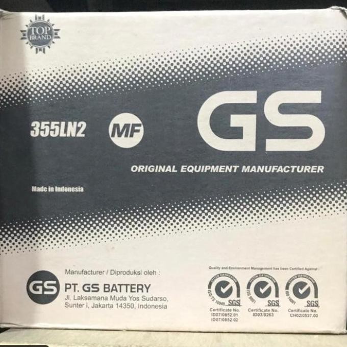 TERLARIS - Aki Mobil Battery GS ASTRA GS MF 355LN2 LN2 12V-60AH INNOVA BENSIN