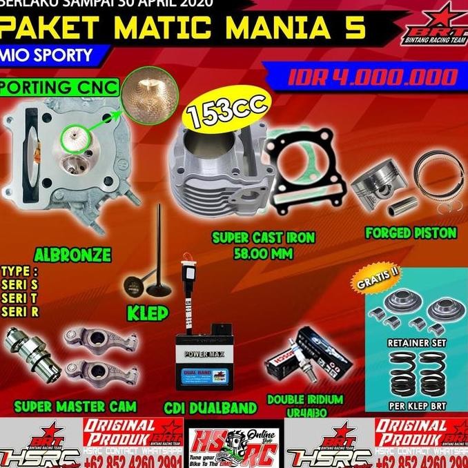 Paket Komplit Bore Up Brt Mio Karbu Nouvo 150Cc Boring 58 Kop Silinder