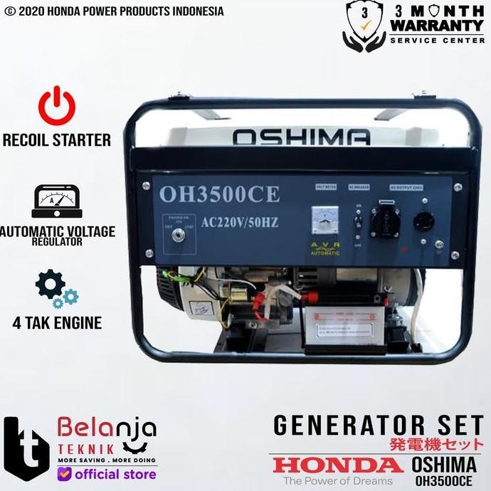Mesin Genset Honda Oshima Oh 3500 Ce 2000 Watt Generator Set Oh3500Ce