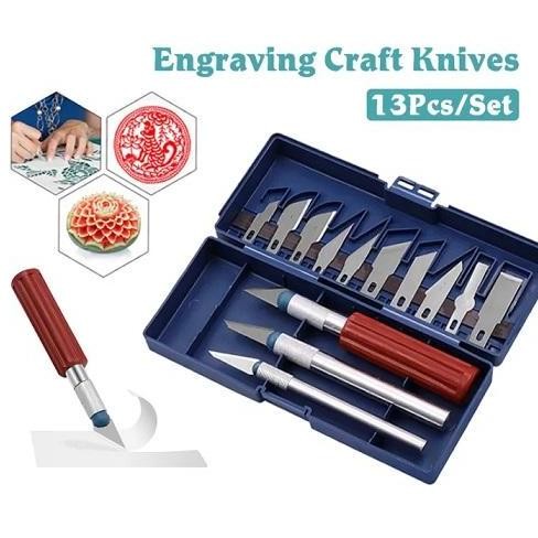 

Pisau Ukir Seni Precision Knife Set 13Pcs Dengan 3 Handle Pisau Silver
