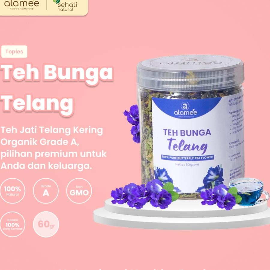 

Alamee Teh Bunga Telang Kering Butterfly Pea Tea Teh Organik Alami Siap Seduh Minum 60Gr