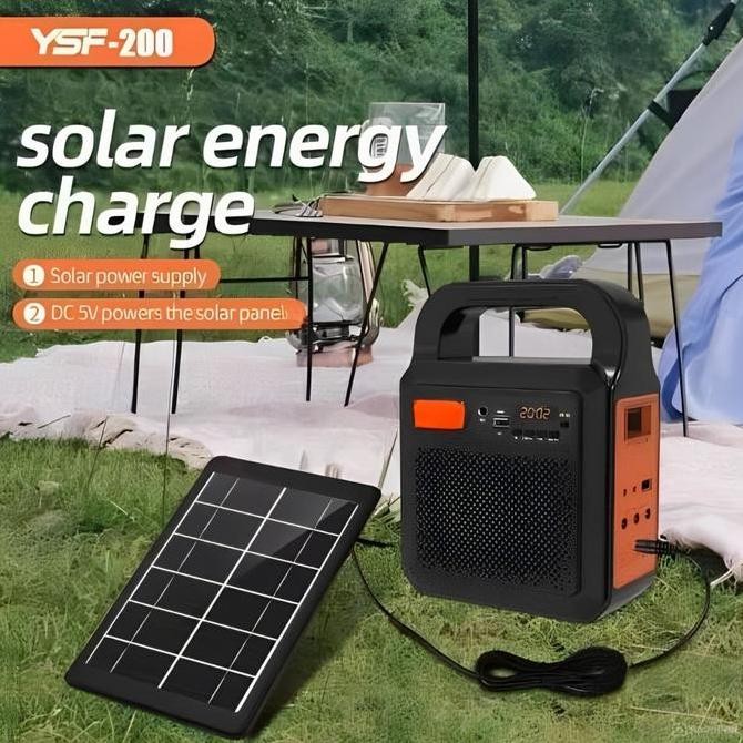 Solar Light Lampu Senter Panel Surya Ysf-200 Dengan 3 Bohlam - Solar Lighting System Lampu Emergency