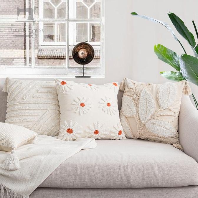 SESEBI Sarung bantal sofa Motif Sulam Premium