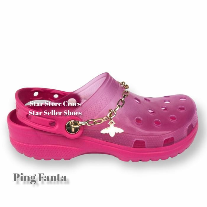 Sandal Crocs Wanita Clasic Jelly Chain Original
