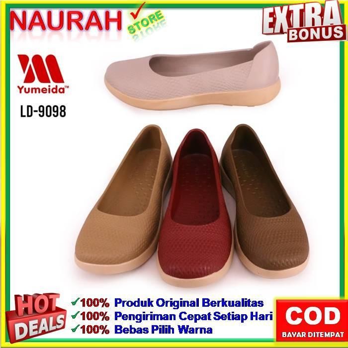 Sepatu Flatshoes Wanita Yumeida Ld 9098 Slip On Sepatu Sandal Wanita Original Pvc Karet Jelly Empuk 