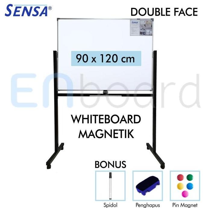 

Papan Tulis Whiteboard Standing Magnet Double Face Sensa 90 X 120 Cm New Stok
