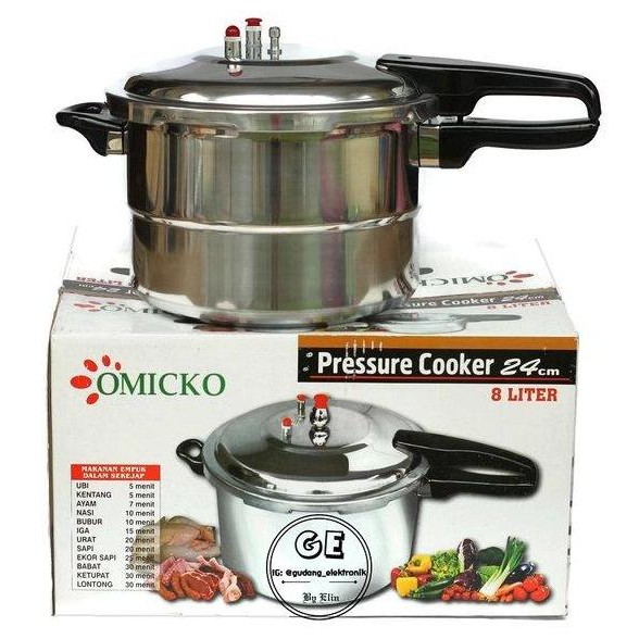 Pressure Cooker Omicko Panci Presto 24cm Kapasitas 8 Liter SS