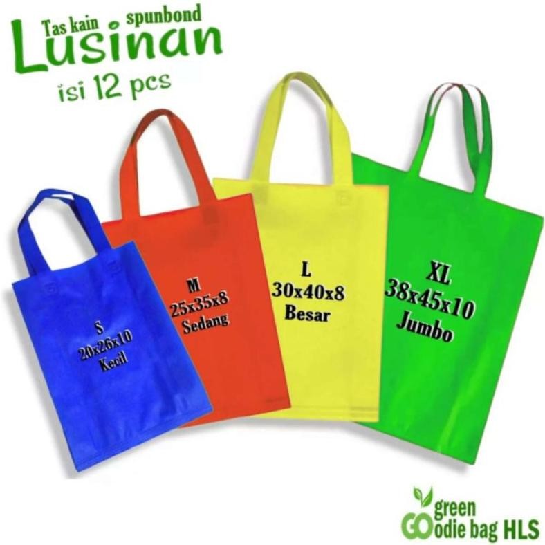 

hj-43 Oz67 1 Lusinan 12 Pcs Tas Kain Spunbond Goodie Bag Handle Tebal Ukuran Jumbo, Besar & Kecil 20x25 25x35 30x40 38x45 Kantong Belanja Shopping Bag Tas Hampers Tile Souvenir Ulang Tahun Pernikahan Tas Parsel Sembako Berkat Besek Nasi Kotak Hajatan