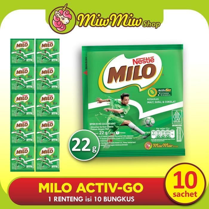 

Lm Nestle Milo Activ-Go Minuman Serbuk Instan Susu Cokelat Dengan Malt (Sachet 22 G)