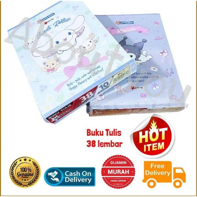 

VIRAL 10pcs Buku Tulis KUROMI Cinnamoroll Buku Sanrio 38 lembar Karakter Kuromie Book Kertas Paper Stationery Tinta