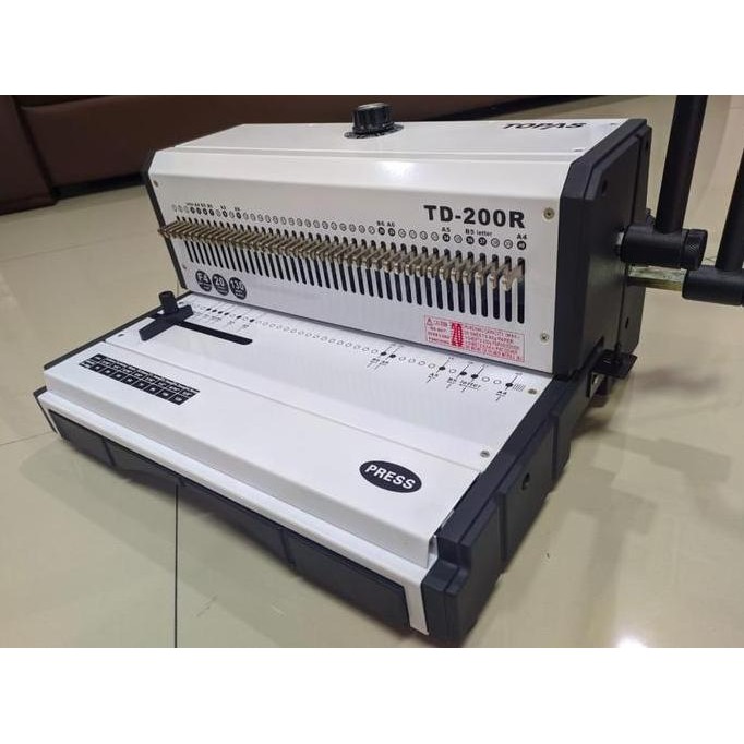 Mesin Jilid Spiral Ring Kawat Lubang Bulat Topas TD 200R Folio Alat Jilid Binder - Bahan Besi