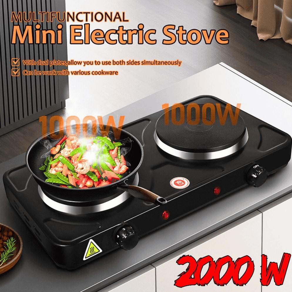 Terlaris Cod Taffware Kompor Listrik 2 Tungku Hemat Listrik Low Watt Kecil Portable Hot Plate 2000W 