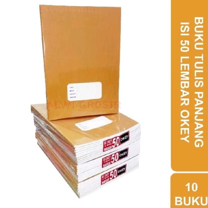 

BUKU TULIS OKEY 50 LEMBAR UKURAN BOXY / PANJANG (COVER + 48 LEMBAR ISI) - KRAFT COVER COKLAT - 1 PACK ISI 10 BUKU