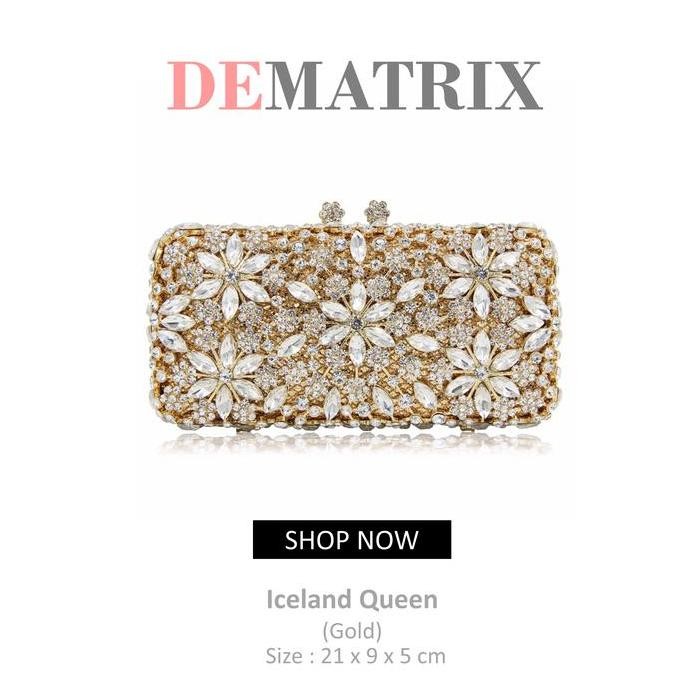 Clutch Minimalis Party Clutch Tas Pesta Swarovski Iceland Premium Kristal Wanita