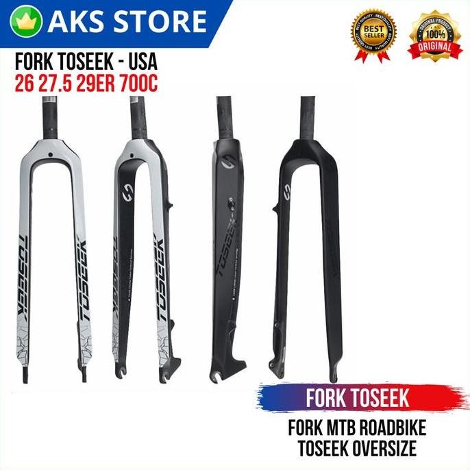 Fork Sepeda Rigid Carbon MTB/Roadbike Toseek OS 26 27.5 29er 700C murah