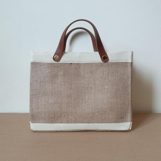 Handbag Wanita Maya Handbag [L061] - Tas Goni Mix Kulit Sintetis, Tas Karung Goni, Tas Jute Handmade