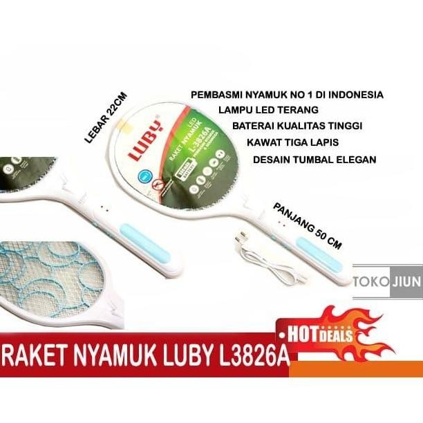Promo, Raket Setrum Listrik Pengusir Nyamuk Luby L3826A L-3826A Raket Nyamuk