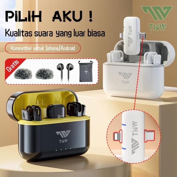 BARU TNW A11 MIC WIRELESS DUAL 2IN1 MIC CLIP ON HP KAMERA VLOG LIVE STREAMING