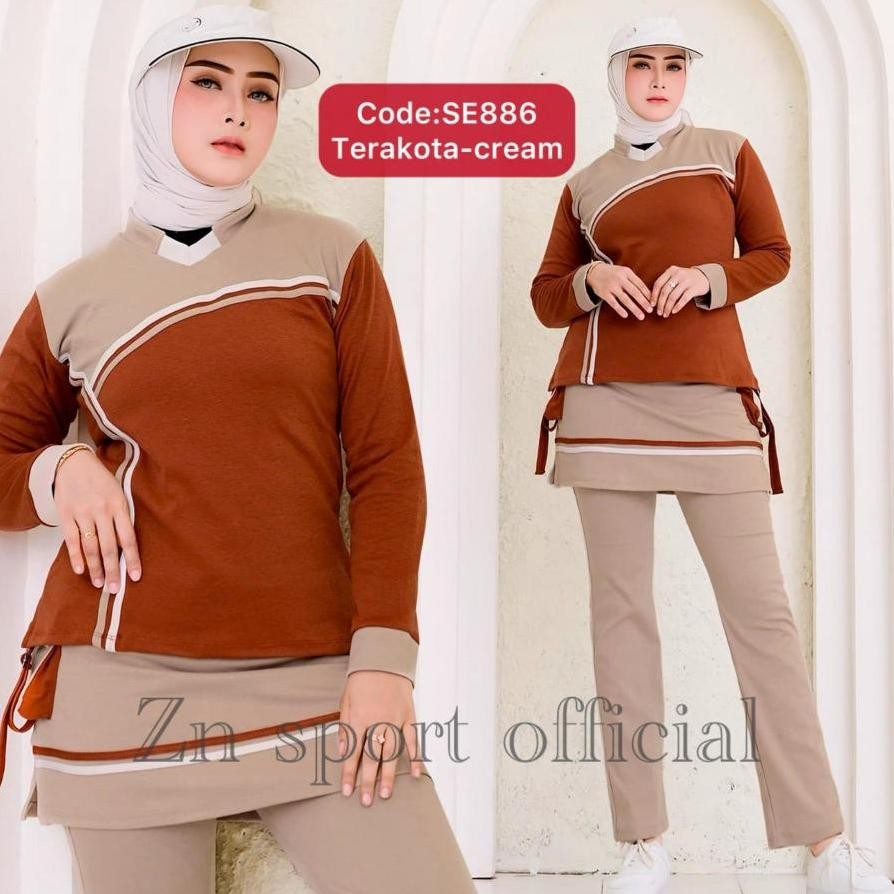 Cod Stelan Baju Senam Wanita Dewasa Baju Olahraga Wanita Setelan Olahraga Muslim Celana Rok Olahraga