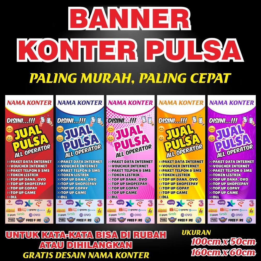 ss-64 fx-2 Banner Spanduk Konter Pulsa Berdiri Bahan Flexy 280gsm Original Hemat