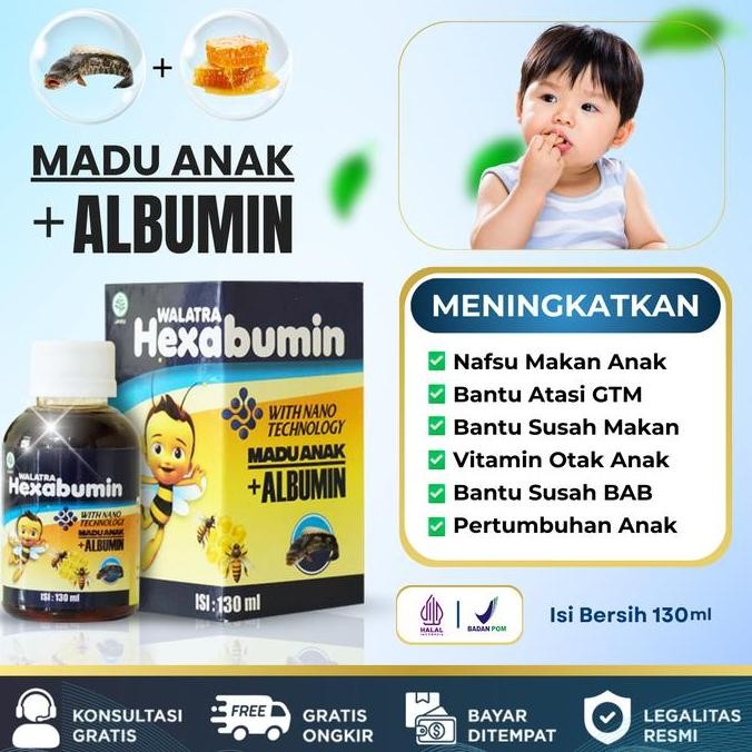 

TERMURAH HEXABUMIN ORIGINAL 130ML - MADU + ALBUMIN ANAK UNTUK NAFSU MAKAN, OTAK & TUMBUH KEMBANG