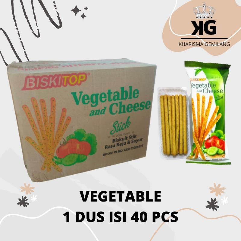 

BISKITOP - (1 DUS) VEGETABLE STICK 60g Biskuit Anak Snack Cemilan Murah Sayuran Keju Biscuit Asin Ori!!