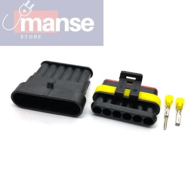 Socket Connector 6 Pin Waterproof / Konektor Kabel 6 Pin Anti Air