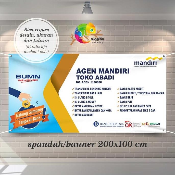 ready Banner, Spanduk Custom Uk. 2x1 M (Contoh Agen Mandiri)