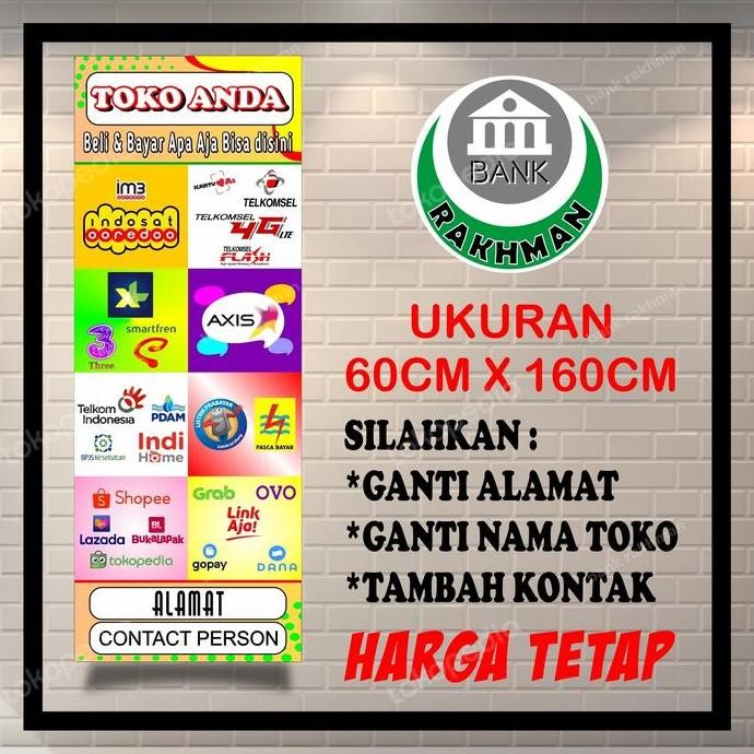 ready SPANDUK STANDING BANNER PULSA COUNTER PPOB LOGO