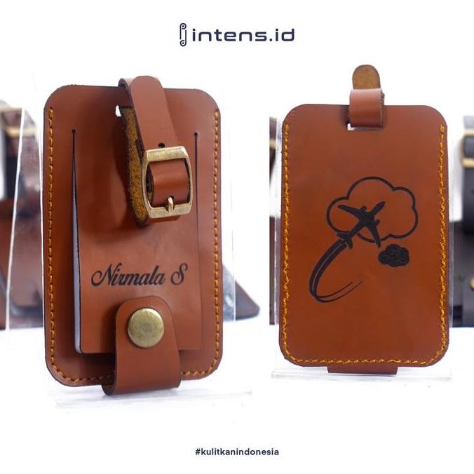 Luggage tag koper kulit penanda koper label tag koper