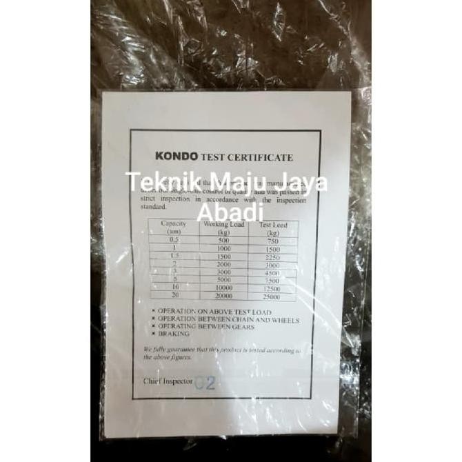 ready KONDO Chain Block / Takel 3Ton x 10meter