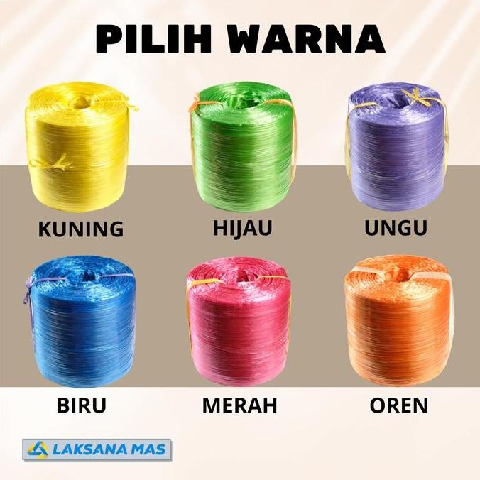 

ready Tali Rafia Plastik Laksanamas Super Warna Glossy Merah/Biru/Kuning/Hijau/Ungu/Oren