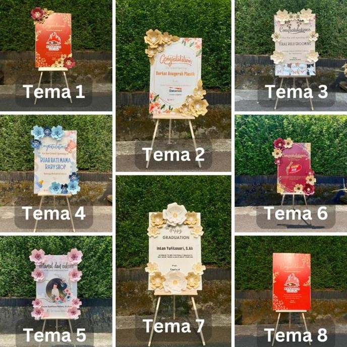 

ready Standing Tripod Kayu Plus Papan Bunga Kertas Dekorasi 75x50 cm